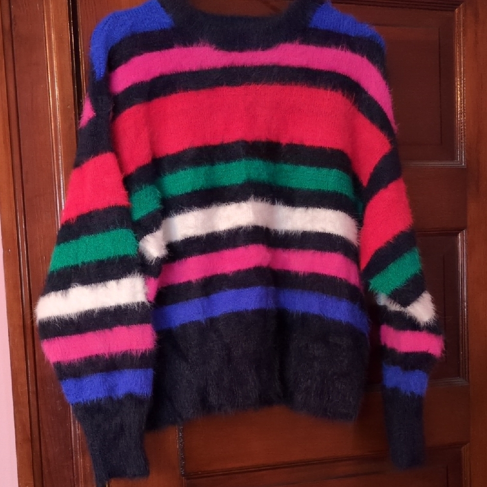 a new day Colorful Striped Crew Neck Sweater